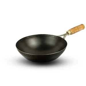 Orgatma Pure Iron Induction Kadai with Wooden Handle – Traditional Cooking with Modern Compatibility